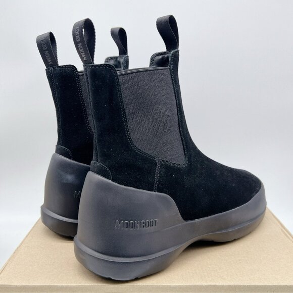 Moon Boot Luna Suede Chelsea Winter Boots Platform Black EU 40 US 8.5 - Picture 7 of 12